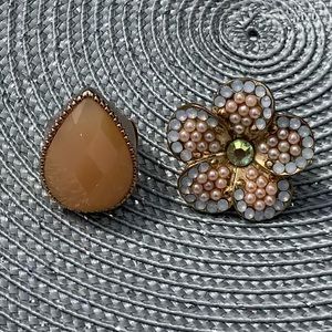 2 rings - flower and droplet